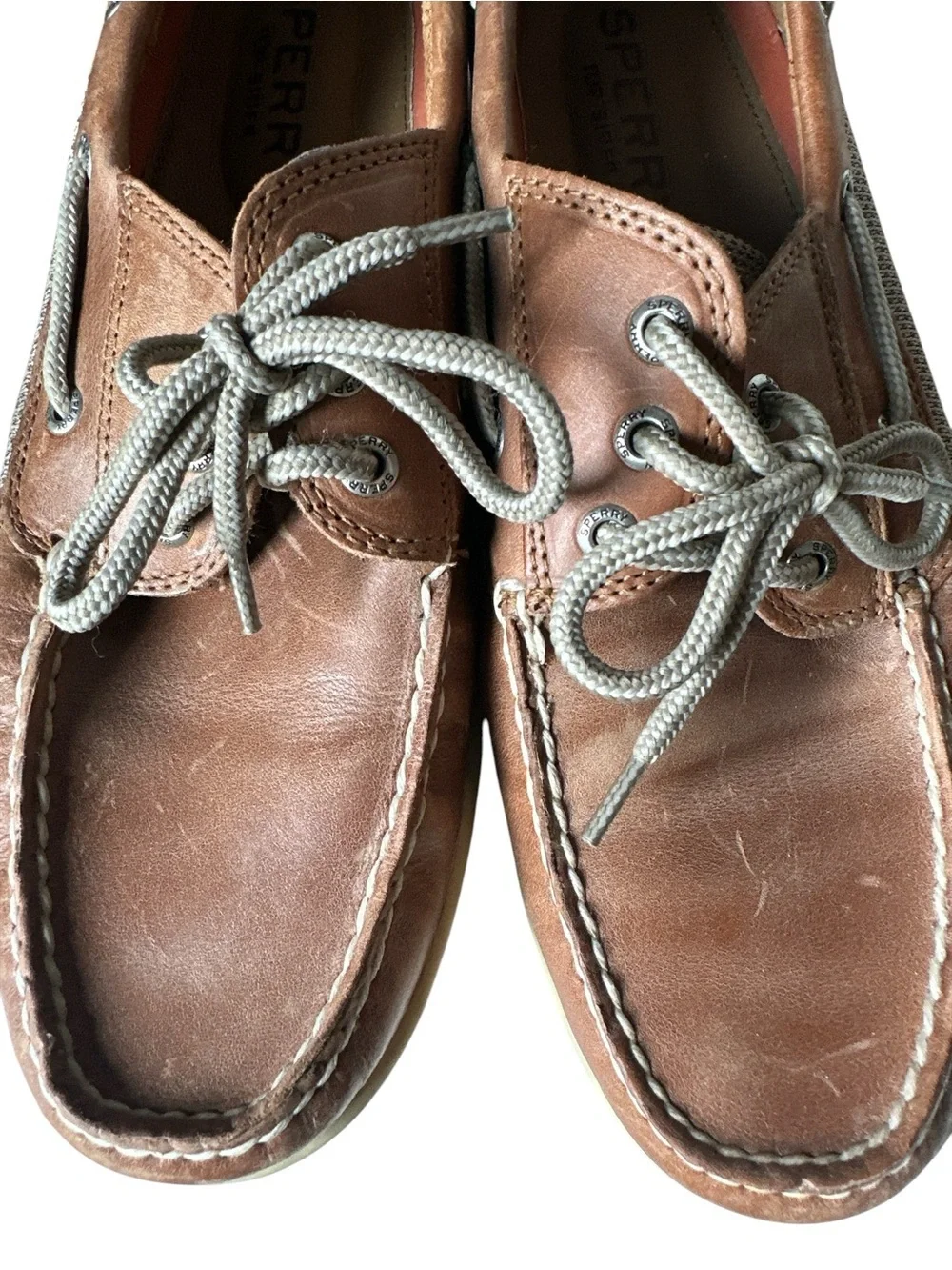 Sperry Top-Sider Billfish 3-Eye Boat Shoes Mens Cognac Leather Loafers Size 11.5